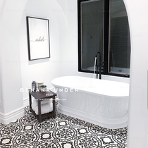 Under Banana) Ordering Old) Fa Style Retro Handmade Brick Villa High-end Kitchen Floor Tiles Nordic Washroom Black And White Tiles