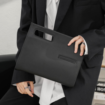 2023 New Mad Horse Handle Put Package Single Shoulder IPAD Pack A4 File Pack Versatile PU Leather Puppet Male