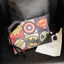 Trendy mens and womens personality clutch fashion print leather mens wrist bag wild street ipad shoulder bag