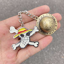 Stock cartoon animation collection Memorial one piece king full metal keychain Luffy straw hat pendant keychain pendant