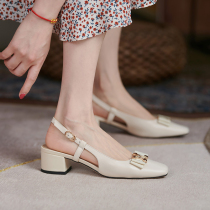 ann it Temperament Ladies ~ 2022 Square Heads Fairy Wind Sandals Women Flat-bottomed Fashion Butterfly Knot Single Shoes 4CM