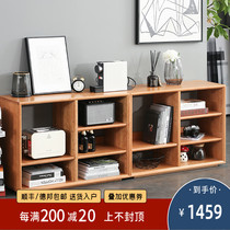 Nordic solid wood floor bookcase Day style Short bookcase minimalist childrens holding shelf Living room shelves
