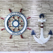 Mediterranean style helmsman decorative anchor rudder combination pendant marine wind decorative rudder anchor steering wheel wall decoration