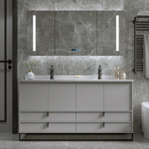 Modern simple light luxury Rock board bathroom cabinet combination floor-standing face wash basin double basin wash basin toilet