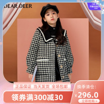 Didi Deer Girl Child Great Coat 21 Winter Dress New Lady Great Boy Foreign Air Plaid Windcoat Children Coat Tide