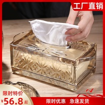 European light luxury high-end crystal glass napkin tissue box transparent creative living room coffee table table home