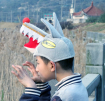 Childrens watch performance cartoon headgear adult three-dimensional Gray Wolf animal hat mask headgear helmet