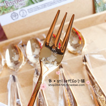 Spot Japanese Peter rabbit Peter rabbit Exquisite gold-plated mixing spoon Snack fork gift box