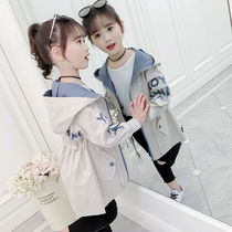  Girls  windbreaker jacket 2020 new Korean spring and autumn mid-length student Western style childrens clothing girls middle and large children