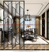 Modern simple carving transparent double-sided frosted art glass entrance bathroom dry area partition broken crystal diamond lattice pattern