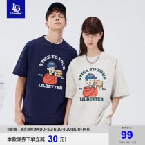 Lilbeter short sleeve T-shirt male lover with half-cut sleeve loose Compassionate Tide Card Pure Cotton Design Sense small crowdsleeve