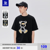 Lilbeter Small Bear Short Sleeve Male UV Discoloration 2022 New Blouse Mens Clothing Pure Cotton Half Sleeve Tidal Card Tshirt