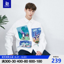  Lilbetter shirt mens autumn 2021 new long-sleeved inch shirt tide brand graffiti printing mens inner shirt