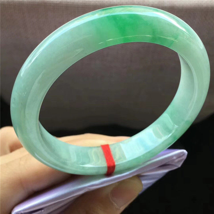 Jane Ann Emerald 56.5 Myanmar A emerald ice-floating green bracelet old species ice-moist natural old pit jade bracelet