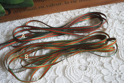 taobao agent South Korea imported 4mm red green double -sided two -sided gold -sided gold -border ribbon ribbon DIY OB11 10 meters