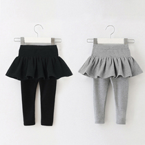 Girl Beats Bottom Pants Dress Spring Autumn Clothing 1 Year Old 5 Children Girls Baby Skirt Pants Fake Two Plus Suede Children Wear Long Pants