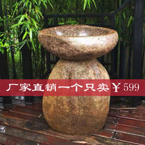 Natural stone Pebble column Basin Integrated floor-standing wash basin outdoor courtyard kindergarten column sink