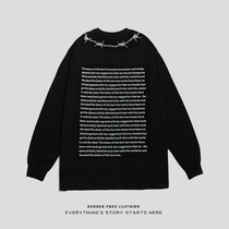 Jerfuni chic bishop street trend fashion letters printed long sleeves men round the bottom jersey