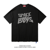Original design letter bronzed with short sleeves male blouse loose street original juku and half-cut sleeve lovers summer clothes