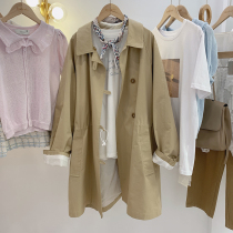 Lolora card in its colour long style winewear woman spring new pure colour POLO collar straight drum minimalist jacket jacket