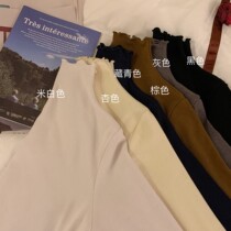 Lu Xiaotuan homemade 2021 Winter cashmere warm coat with velvet inside wooden ear half high collar base shirt female