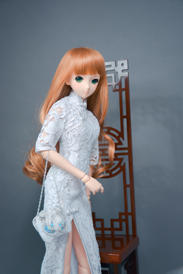 taobao agent {Stacy's pink ocean｝ BJD baby clothes 1/3 1/4 DD lace cheongsam+bag -heart snow