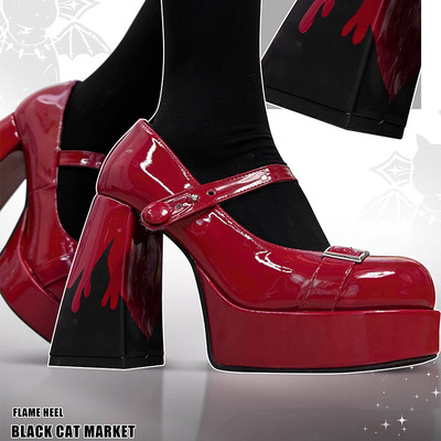 taobao agent Black Cat Market End】Book the original star moon niche Y2K sub -cultural hot girl punk high -heeled lolita shoes