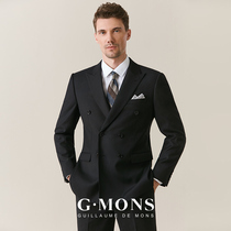Suit mens suit Black double-breasted British style suit Mens slim business casual groom wedding dress formal