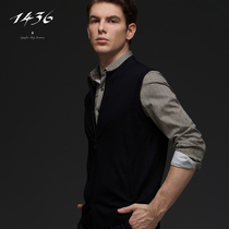 1436 pure cashmere autumn and winter New Small cashmere worsted half high collar mens knitted vest