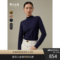  (commuter cashmere)Ordos 1980 womens pure cashmere sweater autumn and winter half-turtleneck sweater inner match