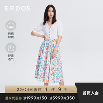 (Hot recommendation) (rainbow buckle light knitting)ERDOS 21 spring summer new V-neck short-sleeved cardigan women