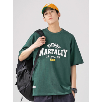 250G Combed Cotton Summer Round Collar Short Sleeves T-shirt Male Tide Card Letters Printed Casual 100 Hitch Bottom Body Shirt Man