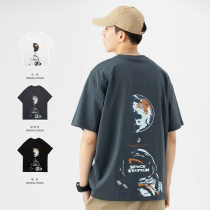 Summer astronaut space printing short-sleeved T-shirt mens fashion brand ins half-sleeve base shirt trend wild loose T-shirt