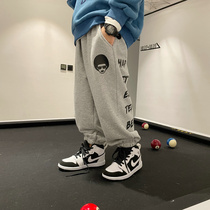 2021 Japanese plus velvet thickened new knitted childrens pants childrens pants sports leisure trousers boys autumn and winter trend