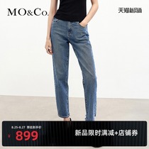  MOCO 2021 autumn new product rear hole nine-point jeans MBA3JENT09 Mo Anke