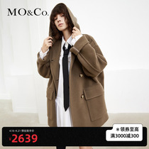 MOCO Winter New Pine retro double-row buckle large pocket with cap double face coat of Moanke