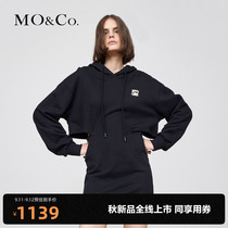 MOCO2022 autumn new crack high waist drawstring hooded sweatshirt dress early fall