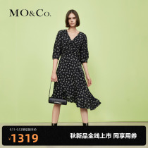 MOCO2022 autumn new love print dress V-neck puff sleeves MBB3DRST28 high-end french