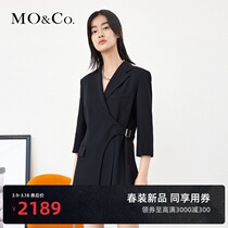 MOCO2022 Spring New Commuter Casual Wrap Pressed Pleated Blazer Dress MBB1DRS044 Moanke