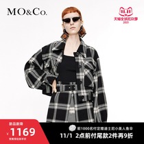Double 11 pre-sale anti-wrinkle wool Yang Mi same MOCO autumn new products College wind shoulder short check jacket JK suit