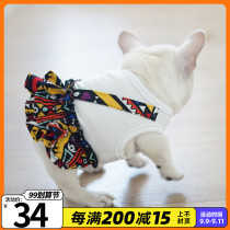 Dou clothes pet flower skirt spring and summer national style cute thin Teddy Corky middle belt skirt dog clothes