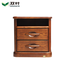 Double leaf furniture solid wood Chinese style modern bedroom bedside table with drawer