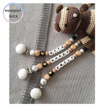moonpie food grade new high grade custom baby name black and white love silicone pacifier anti-drop chain