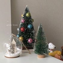 Mini creative snow pine tabletop small Christmas tree shop window swing table for the props Christmas Day gift luminous decorations