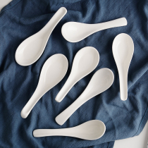 10 pure white bone China Japanese ceramic spoons Kitchen hotel household grinding tail non-porous small soup spoon Restaurant spoon spoon