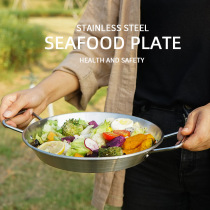 Outdoor stainless steel binaural pan camping barbecue Korean army hot pot seafood pot household stove steamer