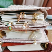 Glazed INS Handbook Bookmark Pin Coffee Fire Paint Swallow Retro Hand Small Scissors Fashion Handbook Decoration Pin