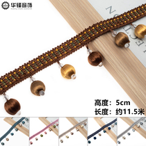 5cm curtain beads lace three-color silk small wooden beads window curtain splicing accessories accessories decorative edge 11 5 meters