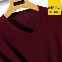 Fat plus size knitwear fat autumn and winter chicken heart collar pullover thin sweater foreign trade Mens fat neck sweater
