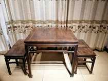 Ming and Qing old furniture old goods antique collection antique wood collection Hainan huanghuali table stool five sets